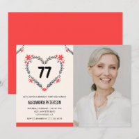 Elegant Red Floral Heart for her 77th birthday