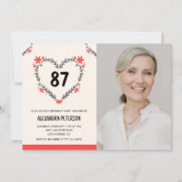 Elegant Red Floral Heart for her 87th birthday