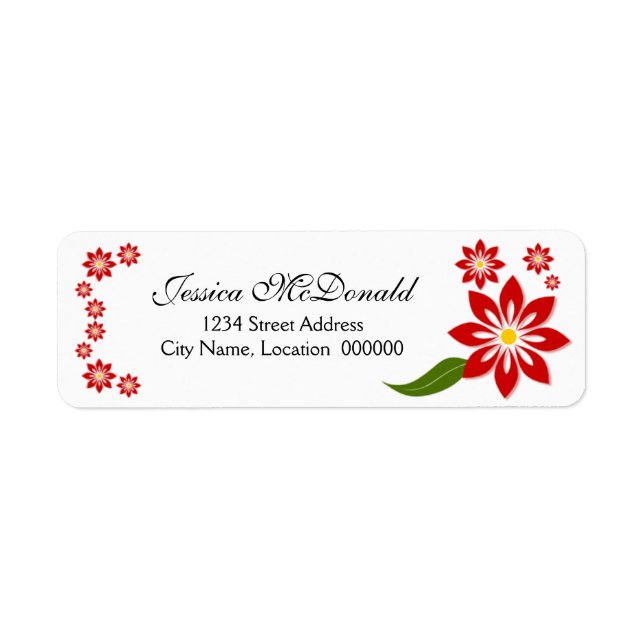 Elegant Red Floral Labels (Front)
