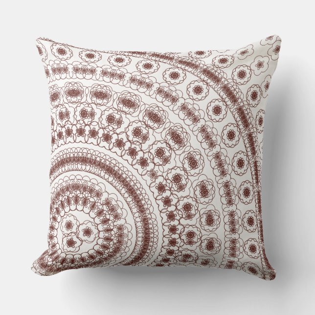  Elegant Red Floral Mandala Pattern Cushion (Front)