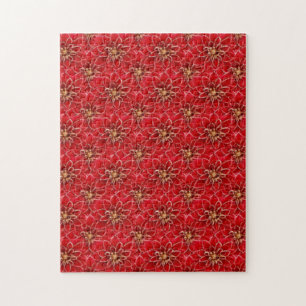 Elegant Red Floral Pattern Jigsaw Puzzle