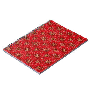 Elegant Red Floral Pattern Notebook