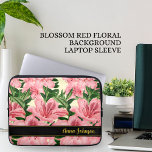 Elegant Red Floral Pattern Personalised Name Laptop Sleeve<br><div class="desc">Protect your laptop with our red flowers background pattern. Custom your name in the provided text placeholder. Suitable for daily use.</div>