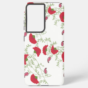 . Elegant Red Floral Pattern White Samsung Galaxy Case