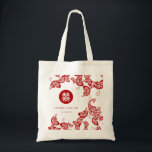 Elegant Red Floral Peacock Chinese Wedding Bag<br><div class="desc">Elegant bohemian red and white peacock design with floral details and a tail made of paisley shapes, paired with a chinese double happiness symbol in a simple circle frame. A very unique, chic and classy asian themed wedding design for the modern and stylish couple. The double happiness is a very...</div>