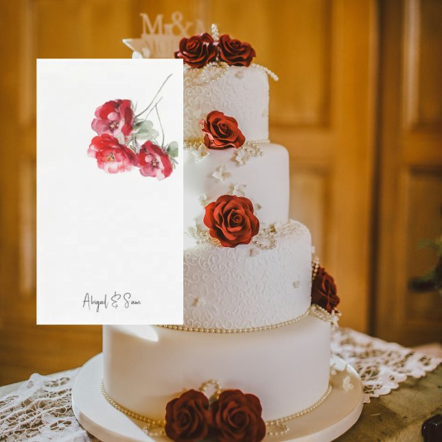 Elegant Red Floral Personalised Wedding Napkin (Creator Uploaded)