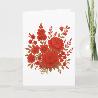 Elegant Red Floral Romantic Rose Bouquet Design Announcement