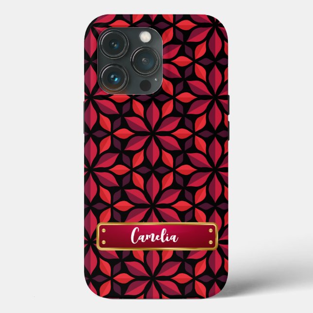 Elegant Red Floral Seamless Pattern  Case-Mate iPhone Case (Back)