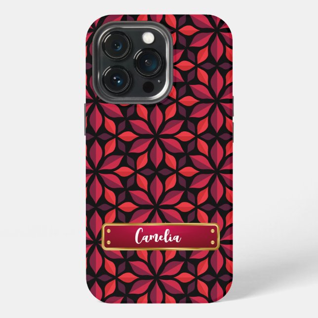 Elegant Red Floral Seamless Pattern  iPhone Case (Back)
