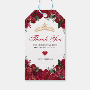 Elegant Red Floral Thank You Favour Tag