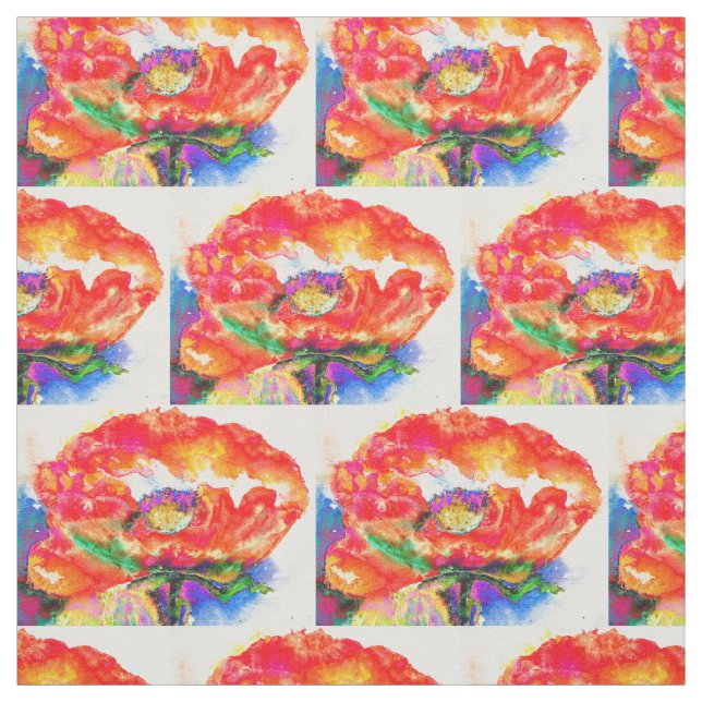 Elegant red floral watercolor painting fabric (Swatch)