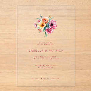Elegant Red Floral Wedding Invitation