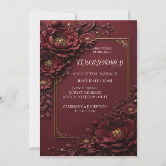 Elegant red Floral Wedding Invitation
