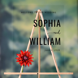 Elegant Red Floral Wedding Sign