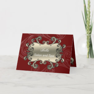 elegant red flourish Business Thank You Cards