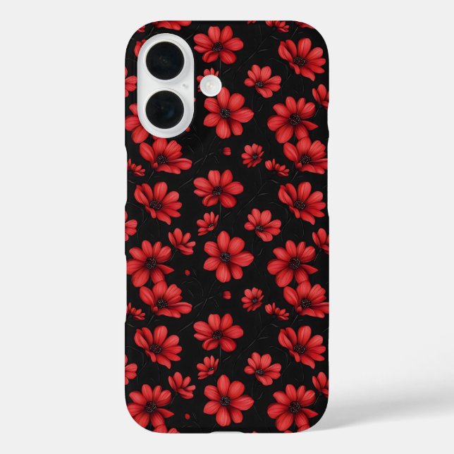 Elegant Red Flower Pattern Case-Mate iPhone Case (Back)