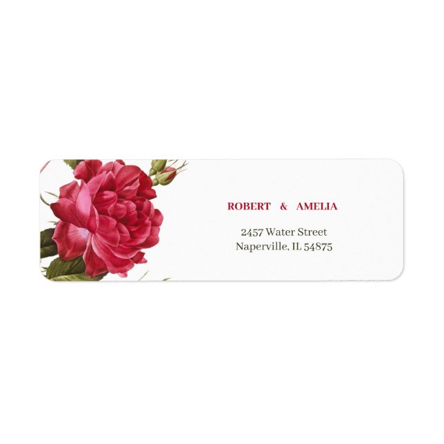 Elegant Red Flower Personalised Return Address Label (Front)