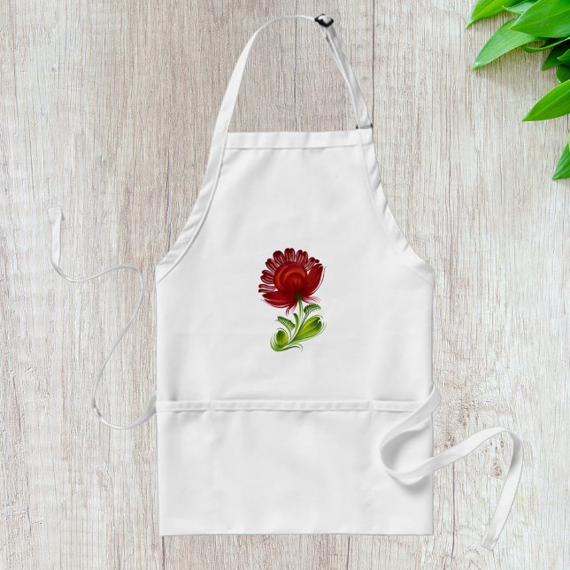 Elegant Red Flower Watercolor Standard Apron (Creator Uploaded)