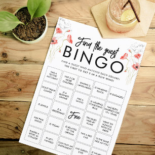 Elegant Red Flowers   Customisable Bingo Game Card