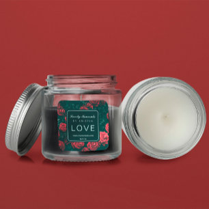 Elegant red flowers Label