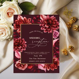 Elegant Red Flowers Rehearsal Dinner  Invitation