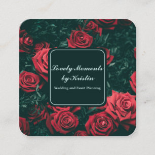 Elegant red flowers shop square business card