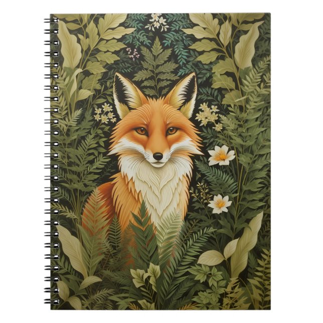 Elegant Red Fox And Green Foliage Notebook (Front)