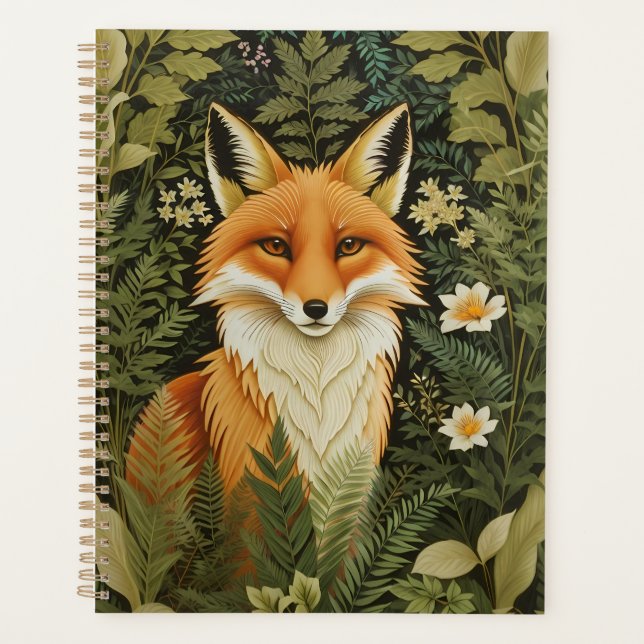 Elegant Red Fox And Green Foliage Planner (Front)