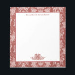 Elegant Red French Vintage Toile  Notepad<br><div class="desc">An elegant vintage toile pattern decorates this note pad. Personalise them with your name,  So pretty for Christmas,  or any occasion. Designed for you by Blackberry Boulevard.</div>