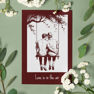Elegant Red Gay Couple Love Valentine's Day  Card