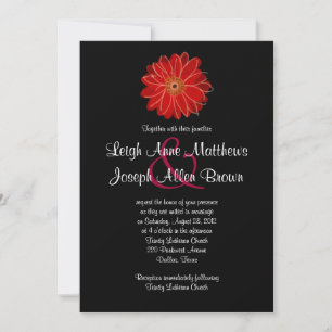 Elegant Red Gerber Daisy Wedding Invitation