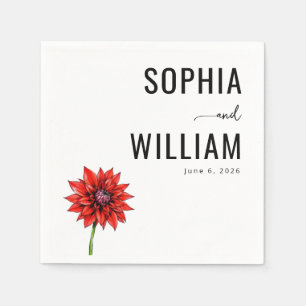 Elegant Red Gerbera Floral Napkin