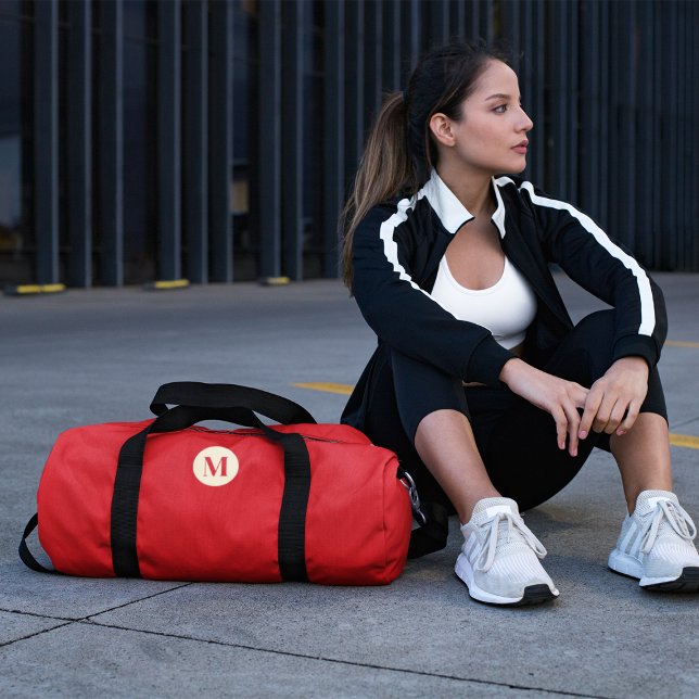  Elegant Red Gingham Monogrammed Fitness Gym Duffle Bag (Creator Uploaded)