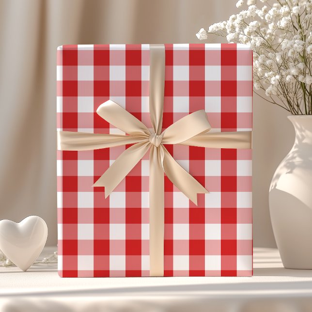 Elegant Red Gingham Pattern Wrapping Paper (Creator Uploaded)