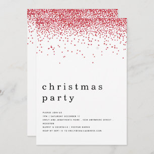 Elegant Red Glitter Christmas Party Invitation