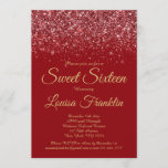 Elegant Red Glitter & Gold Sweet 16 Invitations<br><div class="desc">An elegant modern Sweet16 Invitation with a beautiful Red and Glitter Design. Perfect for a super special sweet 16 and sure to make a big impression with your guests and set the tone for a spectacular Sweet 16 Party</div>