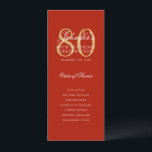 Elegant Red Gold 80th Birthday Program Menu<br><div class="desc">Elegant "Birthday Party Program" design with a sophisticated script typography w/ custom text.</div>