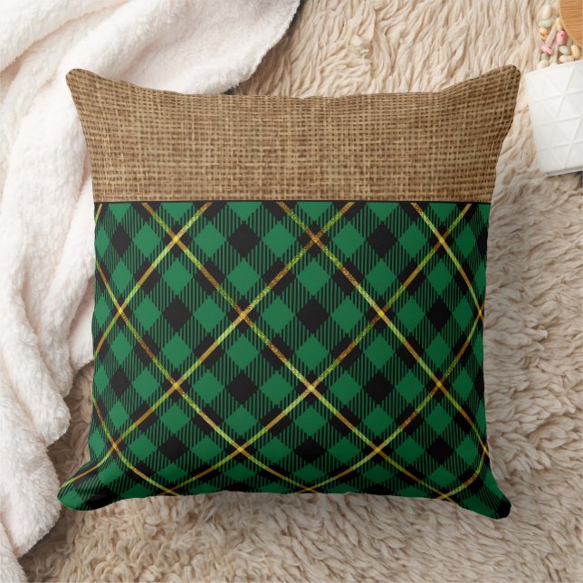 Elegant Red Gold Buffalo Check Tartan Pattern  Cushion (Blanket)