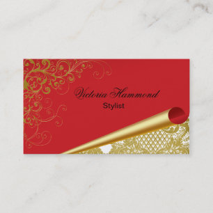 Elegant Red & Gold Business Card