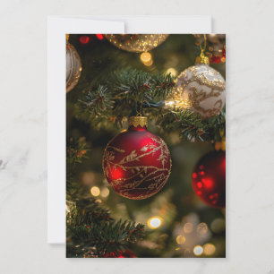 Elegant Red Gold Christmas Holiday Tree Card