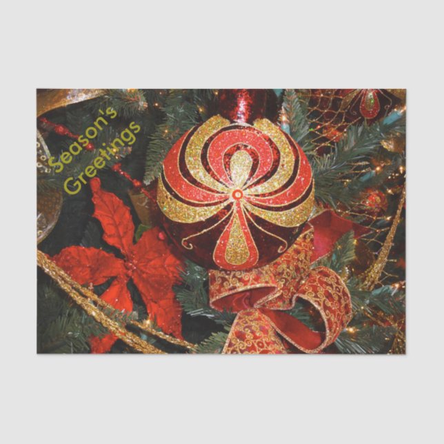 Elegant Red Gold Christmas Ornament Poinsettia Tissue Paper (Front)