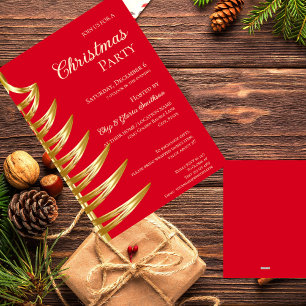 Elegant Red & Gold Christmas Party Invitation