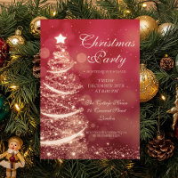 Elegant Red & Gold Christmas Party Sparkle