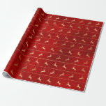 Elegant red & gold Christmas reindeer pattern Wrapping Paper<br><div class="desc">Pretty faux gold and red Christmas pattern.</div>