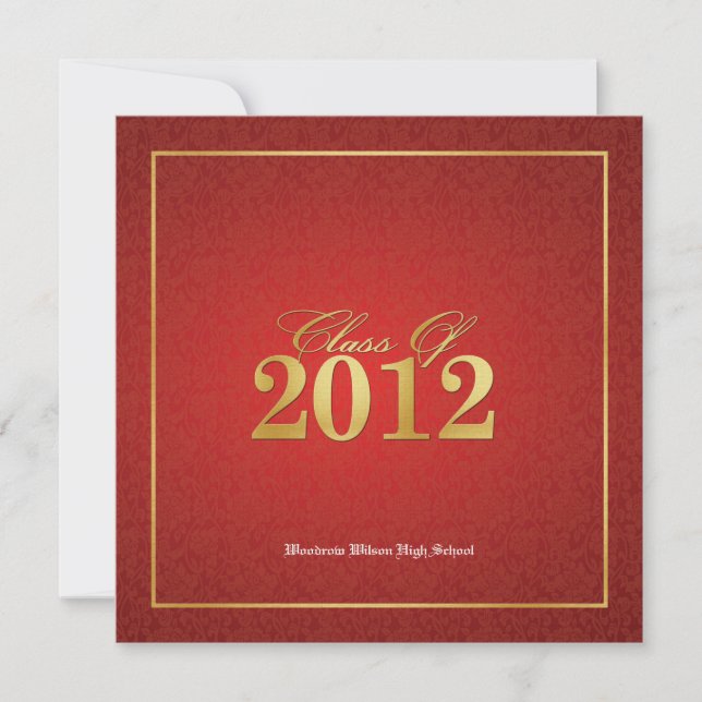 Elegant Red & Gold Class of 2012 Announcements (Front)