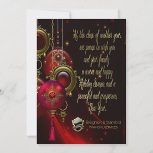 Elegant Red Gold Corporate Christmas Greeting Card