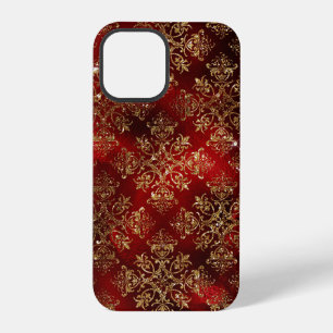 Elegant Red Gold Damask Stylish Girly Sparkle iPhone 12 Pro Case