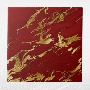 Elegant Red Gold Faux Marble Christmas Ceramic Tile