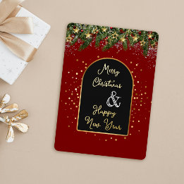 Elegant Red Gold Foil Christmas New Year  Foil Holiday Card