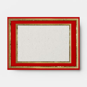 Elegant Red & Gold Frame Luxury Gold Lined 4x6" Envelope